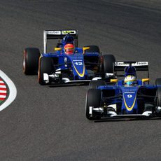 Los dos Sauber rodando en los puntos