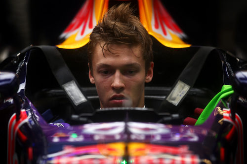 A pesar de a lluvia Daniil Kvyat pudo dar algunas vueltas al Circuito de las Américas