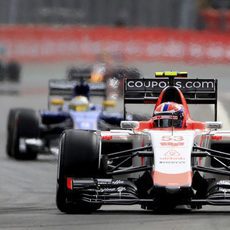 Alexander Rossi rueda en la clasificación del GP de México 2015