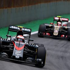 Jenson Button durante la carrera de Interlagos