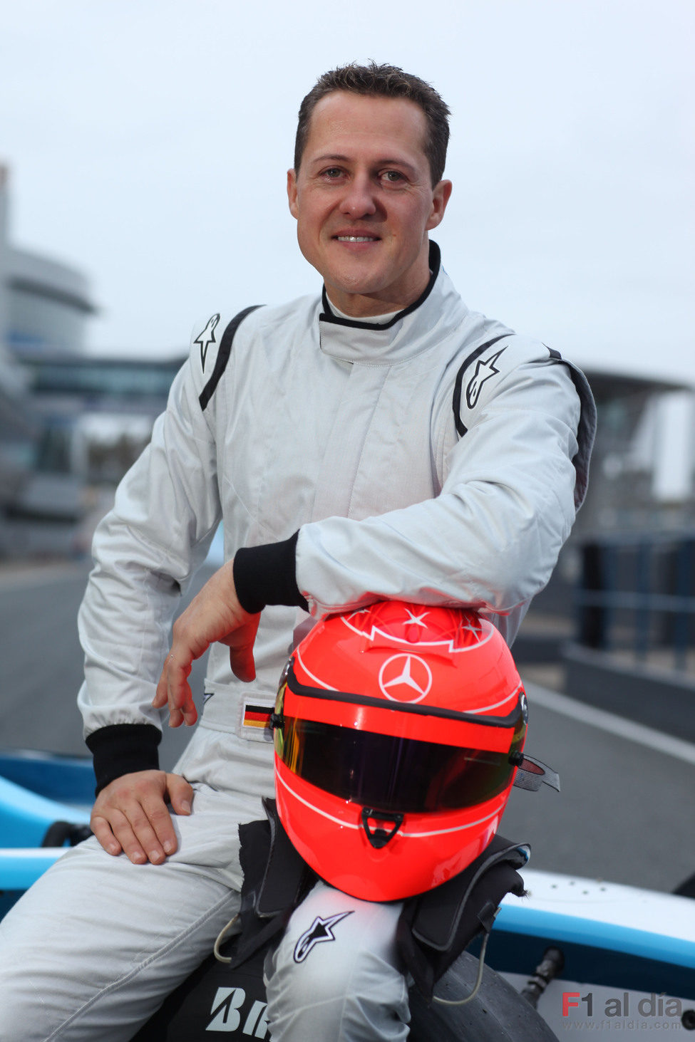Michael Schumacher antes de su test de GP2