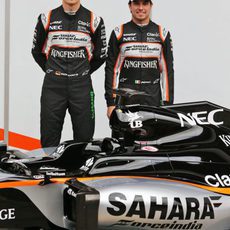 Los pilotos de Force India en la presentación del VJM09