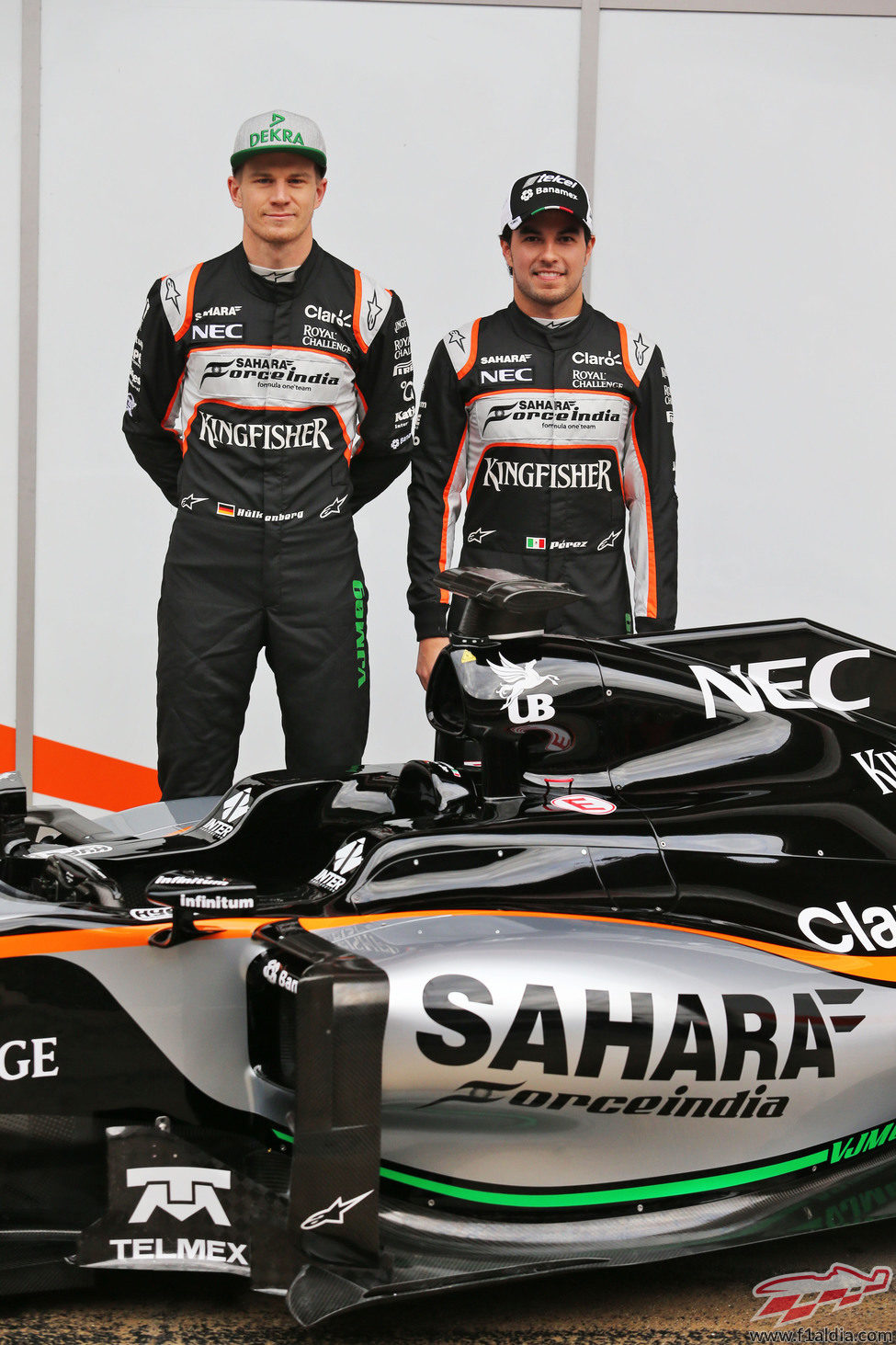 Los pilotos de Force India en la presentación del VJM09
