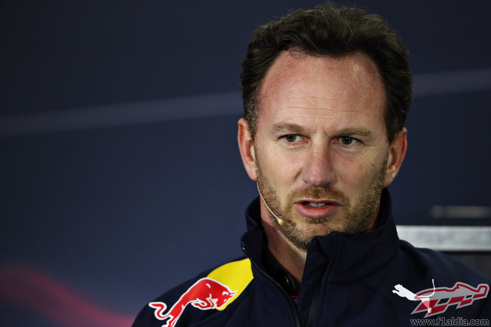 Christian Horner durante la rueda de prensa del viernes