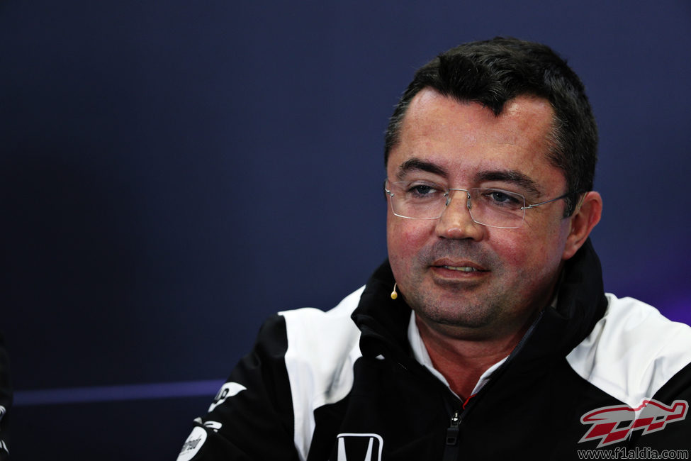 Eric Boullier durante la rueda de prensa del viernes en Australia