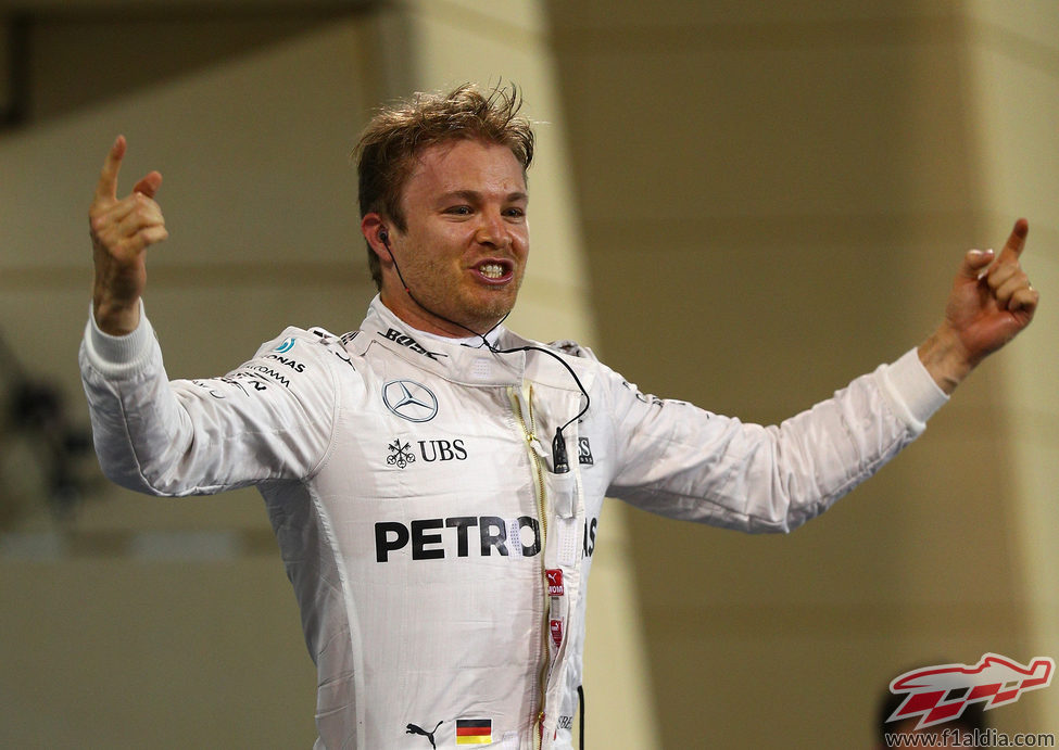 Nico Rosberg muestra su euforia al ganar en Baréin