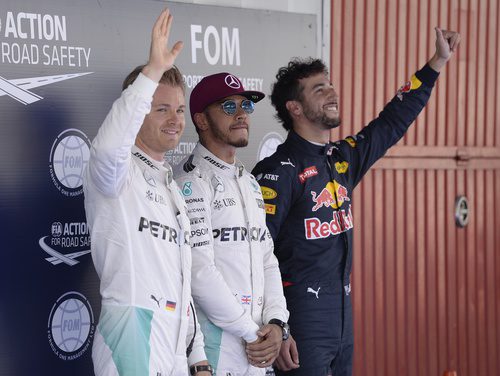 Las cámaras captan la alegría de Hamilton, Rosberg y Ricciardo