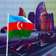 Bandera ondeante de Azerbaiyán