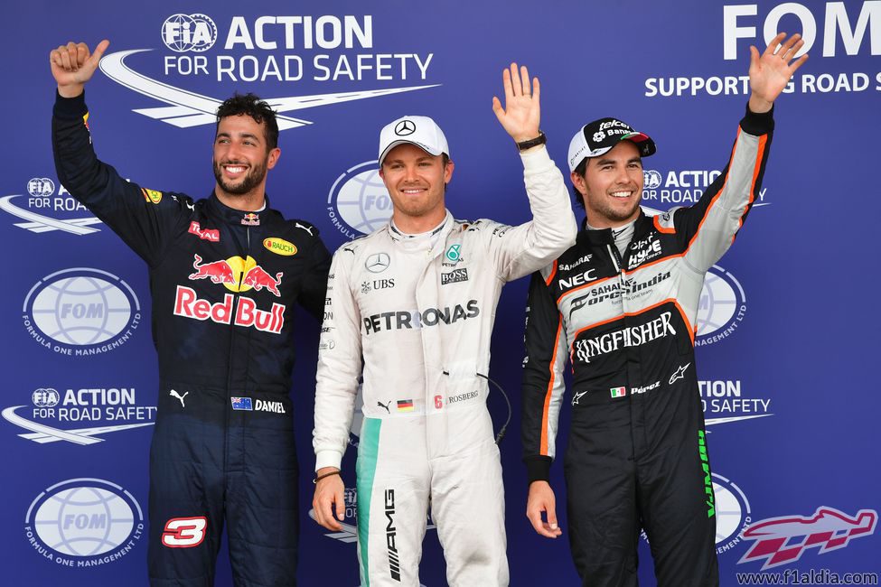 Rosberg, Ricciardo y Pérez, los más rápidos en Bakú