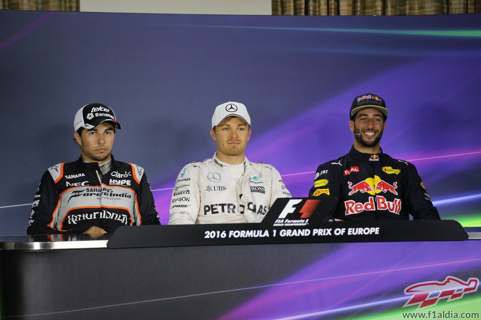 Rueda de prensa de Rosberg, Ricciardo y Pérez en Bakú