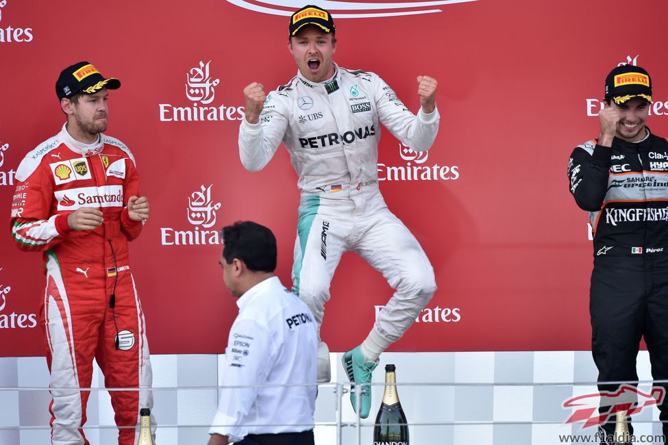 Rosberg, Vettel y Péreaz celebran sus resultados en Bakú