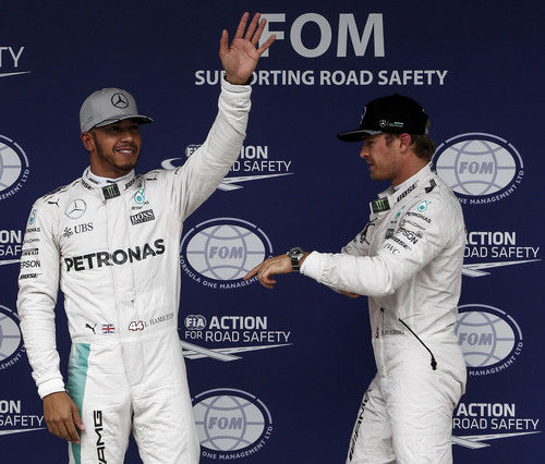 Primera fila en parrilla para Lewis Hamilton y Nico Rosberg