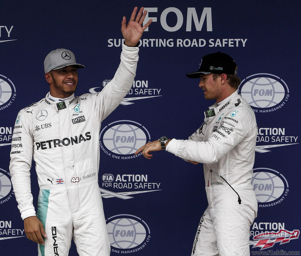 Primera fila en parrilla para Lewis Hamilton y Nico Rosberg