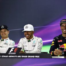 Rueda de prensa con Hamilton, Rosberg y Ricciardo