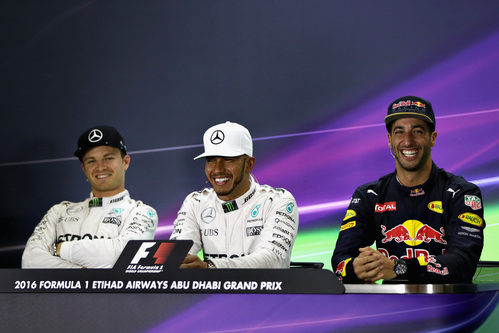 Rueda de prensa con Hamilton, Rosberg y Ricciardo