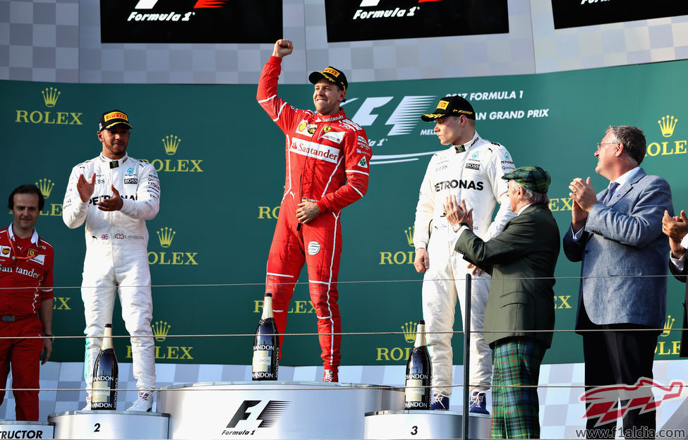 Vettel, Hamilton y Bottas, el podio del GP de Australia 2017