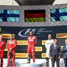 Vettel, Räikkönen y Bottas, los hombres del podio