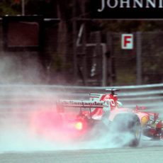 Spray de Sebastian Vettel durante la clasificacion