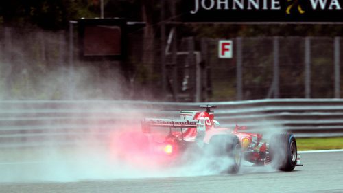 Spray de Sebastian Vettel durante la clasificacion