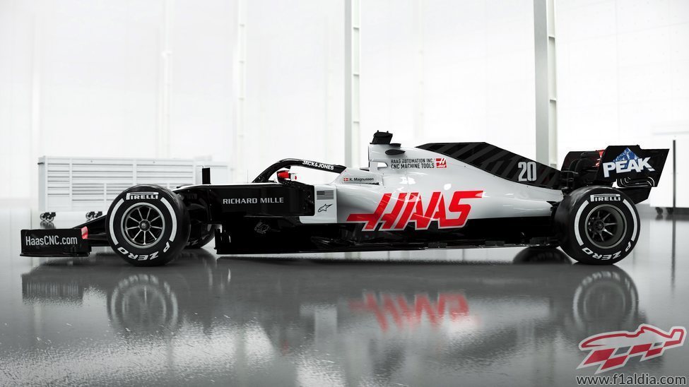 Lateral del monoplaza de Haas: VF-20