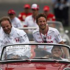 Barrichello y Button en Magny-Cours