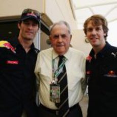 Webber y Vettel junto a Jack Brabham