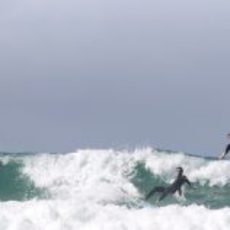 Soucek y Di Grassi haciendo surf