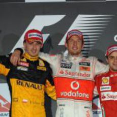 Button, Kubica y Massa: el podio de Australia 2010