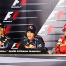 Webber, Vettel y Alonso en rueda de prensa