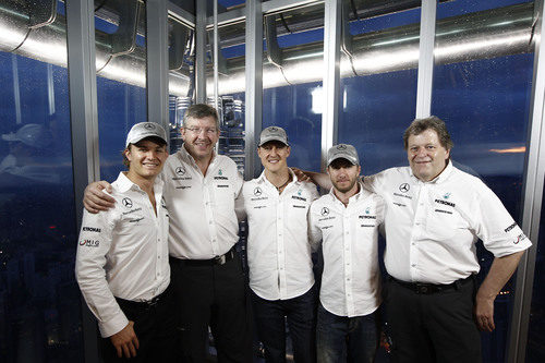 Rosberg, Brawn, Schumacher, Heidfeld y Haug