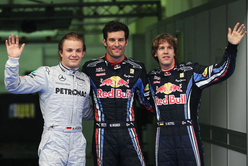 Nico Rosberg, Mark Webber y Sebastian Vettel, los tres más rápidos el sábado