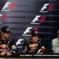 Webber, Vettel y Rosberg en rueda de prensa