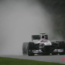 Kamui Kobayashi en su primer fin de semana de F1 sobre mojado