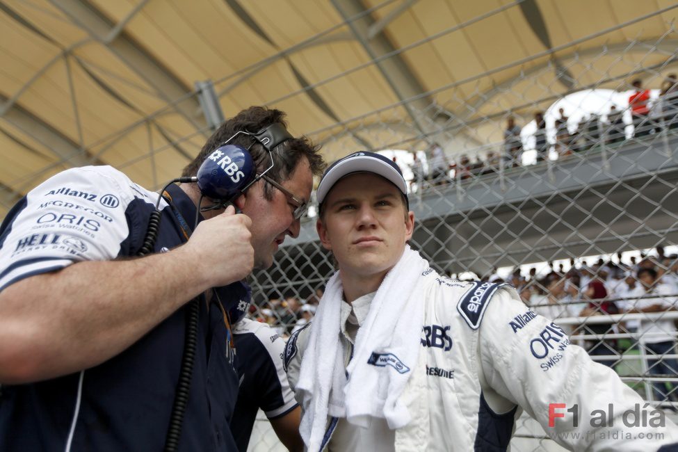 Hülkenberg en la parrilla del GP de Malasia 2010