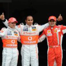 Kovalainen, Hamilton y Massa