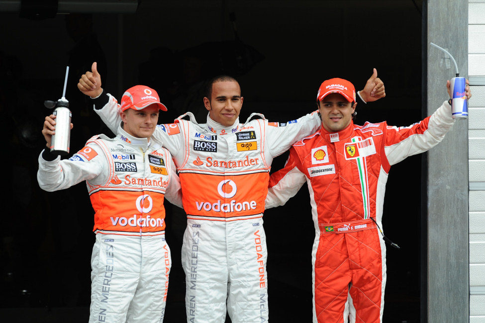 Kovalainen, Hamilton y Massa