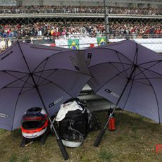 Los "bártulos" de Barrichello preparados para la carrera