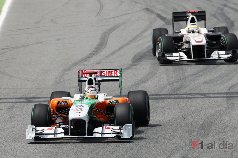 Sutil y De la Rosa en el GP de España 2010