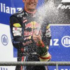 Webber con champán