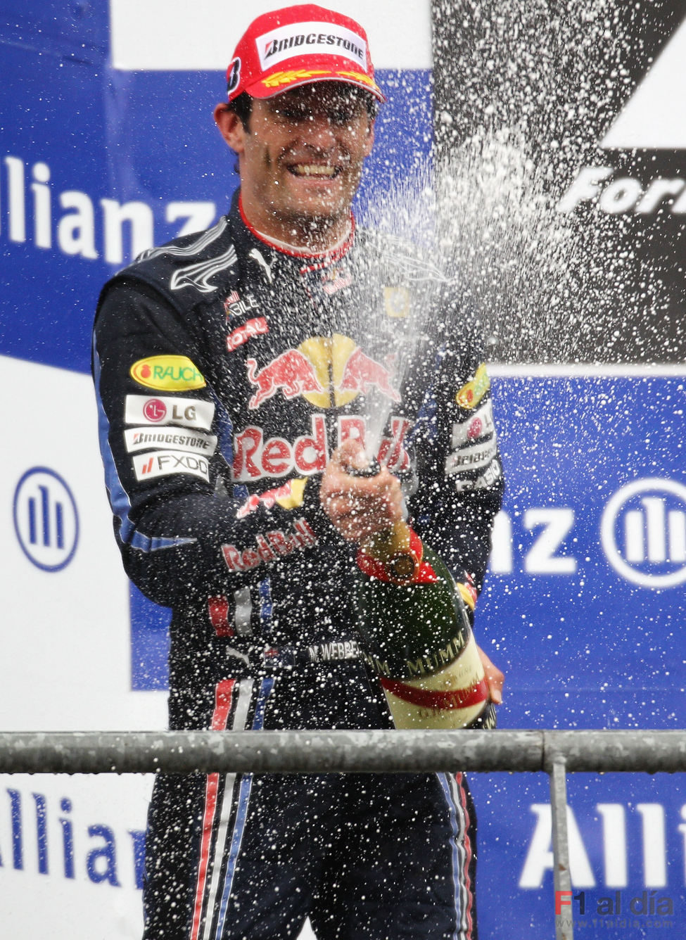 Webber con champán