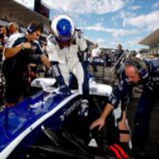 Barrichello en la parrilla