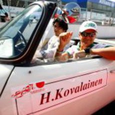 Kovalainen en la Drivers Parade