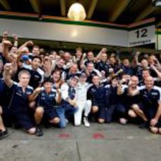 El equipo Williams de celebración