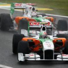 Los dos Force India durante la clasificación