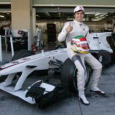Sergio Pérez en su primer día con Sauber