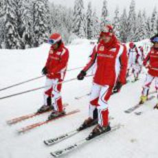 Primer día de esquí para la Scuderia Ferrari