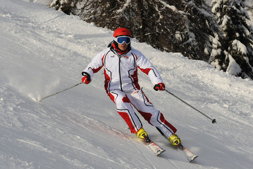 Giancarlo Fisichella esquiando en el 'Wrooom'