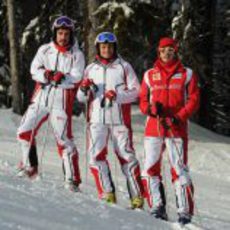 Alonso, Fisichella y Bianchi juntos en la blanca pista