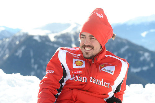 Alonso en las montañas de Madonna di Campiglio