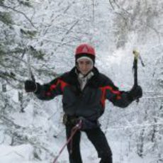 Esteban, contento con su escalada